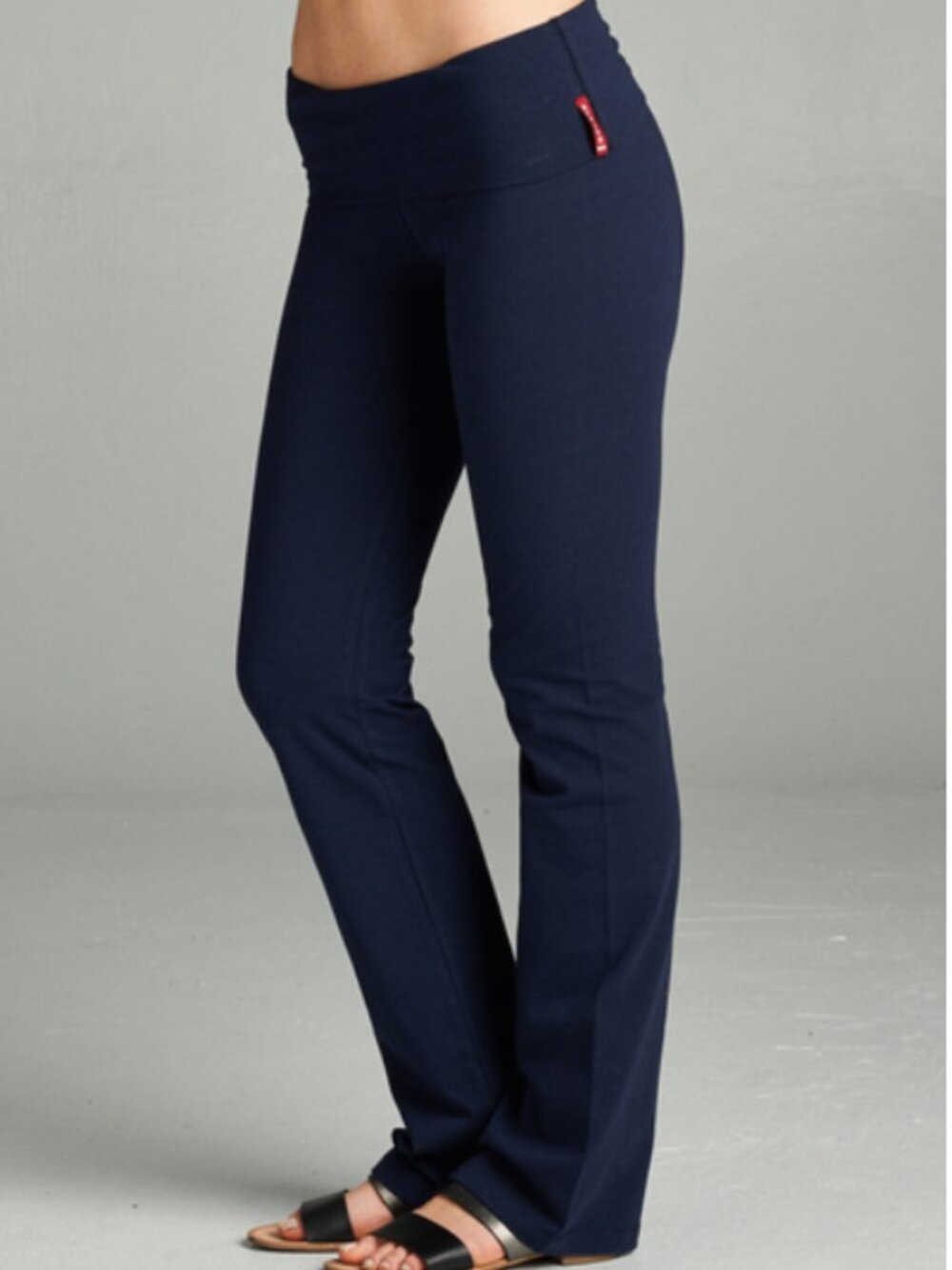 NEW Active Cotton Yoga Pant Fold Over Waist- Navy Blue- Small